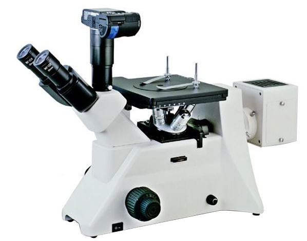 La testa di Trinocular ha invertito il microscopio metallurgico con l'interfaccia della macchina fotografica digitale